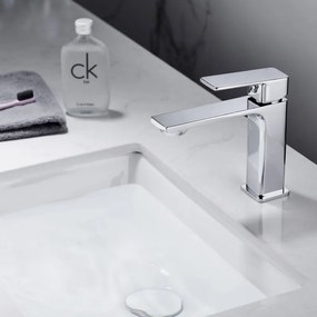 Kamalu - miscelatore lavabo linea squadrata in ottone lucido | kam-diana