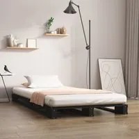 Letto a Pallet Nero 75x190 cm Massello Pino 2FT6 Small Single 821421