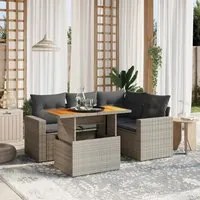 Set Divano da Giardino 5 pz con Cuscini Grigio in Polyrattan 3271298