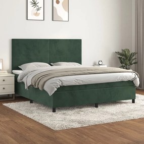 Giroletto A Molle Con Materasso Verde Scuro 160x200 Cm Velluto /