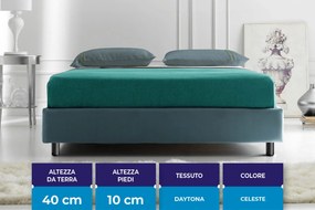 Letto Sommier Contenitore Zurigo Celeste Microfibra 80x190 - Singolo