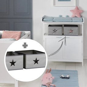 Cassettiera per bambini grigia con fasciatoio 87x100x75 cm Hamburg – Roba
