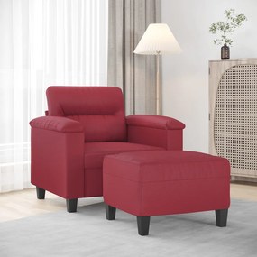 Poltrona Con Poggiapiedi Rosso Vino 60 Cm İn Similpelle /