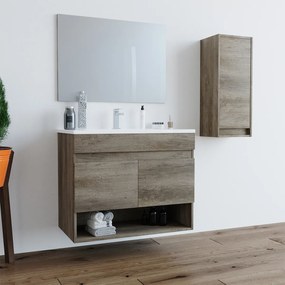 Composizione mobile bagno sospeso moderno 80 cm Erika con pensile e specchio