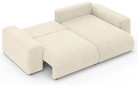 Divano angolare color crema allungabile/con contenitore (con composizione variabile) con rivestimento in velluto a coste Luma – Ropez