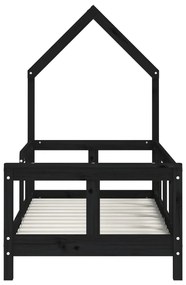 Giroletto per bambini nero 70x140 cm in legno massello di pino