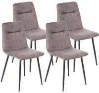 Set 4 Sedie Imbottite 49x48,5x88 cm in Similpelle Grigio Vintage