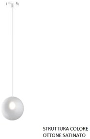 Sospensione ottone sat. 1 luce vetro bianco fog 1184os-s1-bf