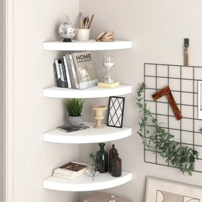 Scaffali Angolari A Parete 4 Pz Bianchi 35x35x3,8 Cm İn Mdf /