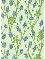 Morris & Co Carta da parati Monkshood - Cobalt/ Goblin Green