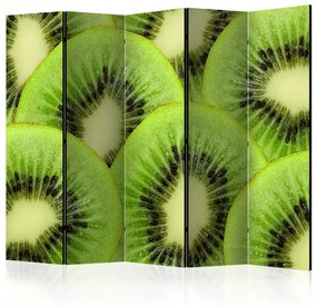 Paravento separè Fette di kiwi II (5 pezzi) - composizione verde di frutti succosi