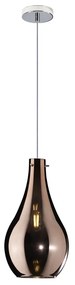 Sospensione Contemporanea Drop Metallo Cromo Vetro Rame 1 Luce E14 D.17Cm