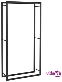 vidaXL Portalegna Nero Opaco 80x28x154 cm in Acciaio