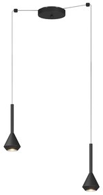 Lampadario Moderno Aygo Metallo Nero 2 Luci Gu10