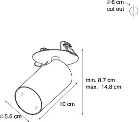 Set di 6 faretti da incasso moderni bianchi GU10 50mm IP44 - Chels