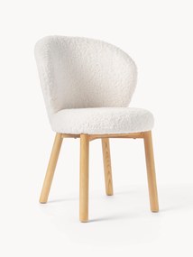 Sedia imbottita in teddy con gambe in legno di frassino Serena