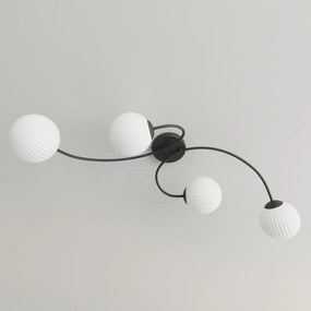 Lampada da soffitto in acciaio e vetro VIBRA 4 da interno 4xE14