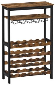 Scaffale multifunzionale per bottiglie e bicchieri NAVARO, marrone/nero