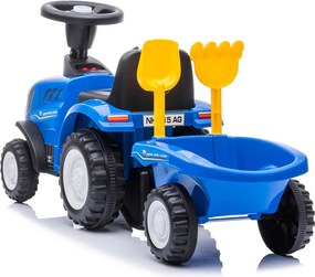 Trattore Cavalcabile con Rimorchio 91x29x44 cm per Bambini New Holland Blu...