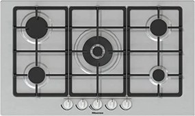 Hisense - GM973XF Piano Cottura Gas 5 Fornelli da Incasso Acciaio Inox 86 cm
