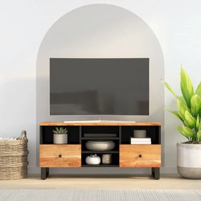 Mobile Tv 100x33x46cm Legno Massello Acacia E Legno Multistrato /