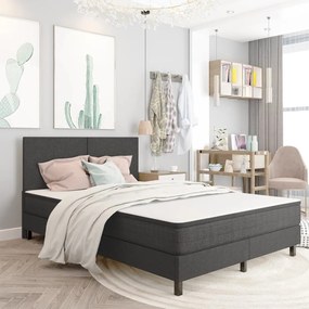 Letto A Molle Grigio İn Tessuto 180x200 Cm /