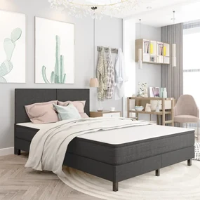Letto A Molle Grigio İn Tessuto 180x200 Cm /