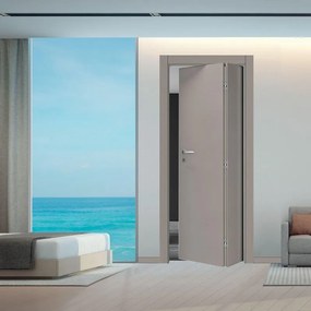Porta interna pieghevole a libro asimmetrica Harry in legno colore grigio, L 90 x H 210 cm, apertura a destra