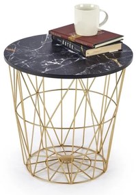 Tavolino HARISSA 41x42 cm oro/nero marmor decor