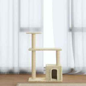 Albero Per Gatti Con Tiragraffi İn Sisal Crema 70 Cm /