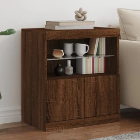 Credenza con luci led rovere marrone 60x37x67 cm