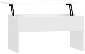 Tavolino bianco lucido 80x50,5x41,5 cm in legno multistrato