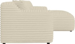 Divano angolare beige (con penisola a destra e chaise lounge) rivestito in velluto a coste Martin – Ropez