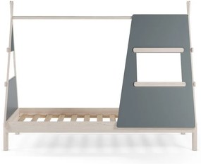 Letto da bambini a forma di casa verde polveroso in pino massiccio con rete inclusa 90x200 cm Enola – Marckeric