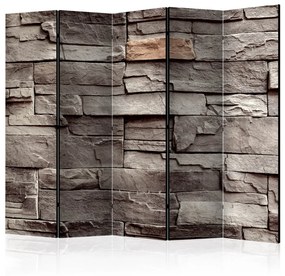 Paravento separè Muro del silenzio II - texture architettonica di mattoni grigi