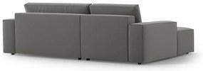 Divano angolare grigio chiaro allungabile/con contenitore (con penisola a sinistra/con chaise lounge) con rivestimento in velluto Jodie – Micadoni