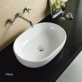 Lavabo D'Appoggio Ovale "Break The Rules" Da 49x35,5 Cm Bianco Lucido