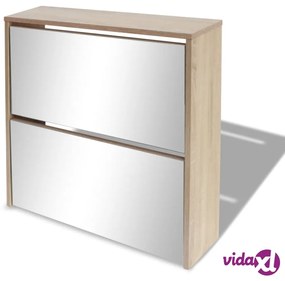 vidaXL Scarpiera con 2 Ripiani e Specchio Colore Rovere 63x17x67 cm