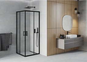 Mexen Rio cabina doccia quadrata 90 x 90 cm, trasparente, nera - 860-090-090-70-00