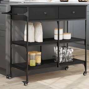 Carrello Da Cucina Nero 105x42x95 Cm İn Legno Multistrato /