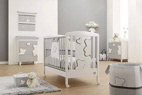 Lettino per neonati Winnie, bianco e Grey con decori orsetto