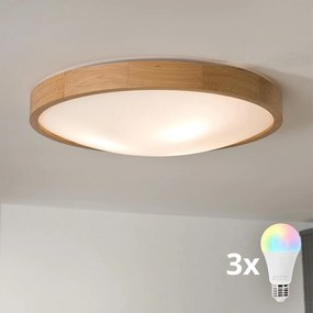 Brilagi-LED Plafoniera dimmerabile CARVALHO SLIM 3xE27/9W/230V Wi-Fi rovere Ø47 cm