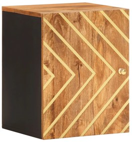 Mobile Da Bagno A Parete Marrone E Nero Legno Massello Di Mango /