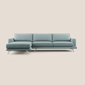 Dorian divano moderno angolare con penisola in tessuto morbido antimacchia T05 carta da zucchero 268 cm Destro