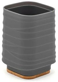 Portaspazzolini da appoggio grigio in abs e bambù Wave