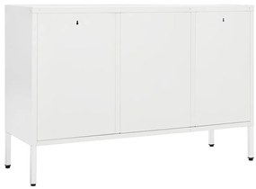 Credenza bianca 105x35x70 cm in acciaio e vetro temperato