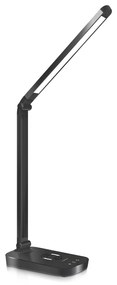 Lampada da tavolo Led Nera 5W con ricarica wireless e USB Dimmerabile con temperatura colore regolabile Aigostar