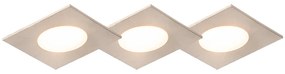 Set di 3 faretti da incasso quadrati in acciaio con LED IP65 - Simply