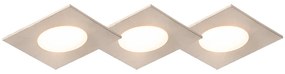 Set 3 faretti da incasso quadrati acciaio LED IP65 - SIMPLY