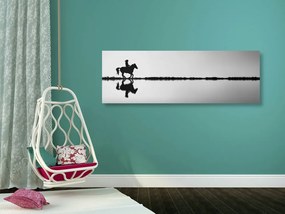 Quadro su tela – Cavaliere a cavallo in bianco e nero